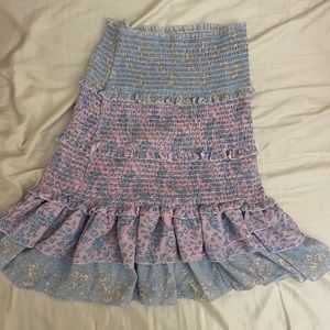 Loveshackfancy-esq floral mini ruffle skirt size XS/S
